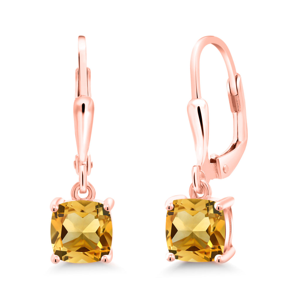Citrine - November_Earrings in 925 Rose Gold Plated Silver