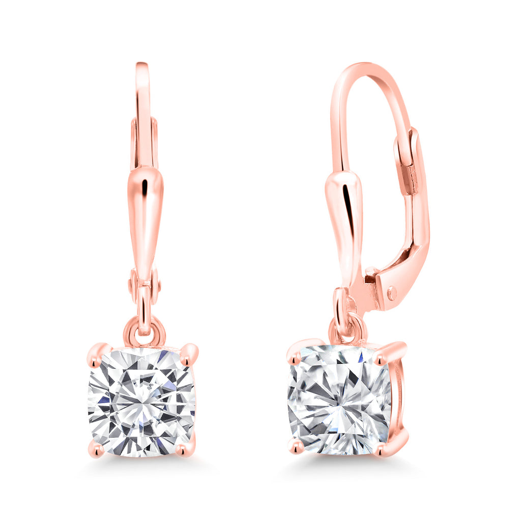 White Moissanite - April_Earrings in 925 Rose Gold Plated Silver