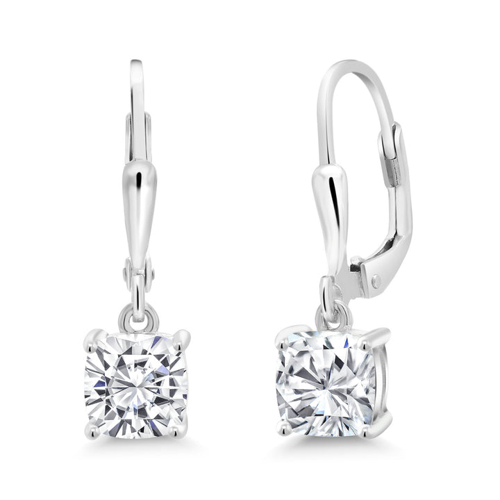 White Moissanite - April_Earrings in 925 Sterling Silver