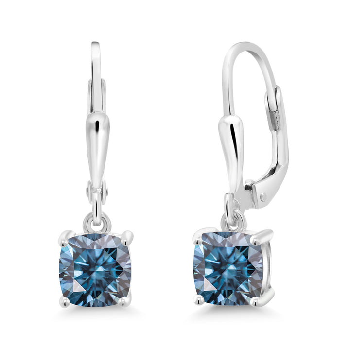 Persian Blue Moissanite - April_Earrings in 925 Sterling Silver