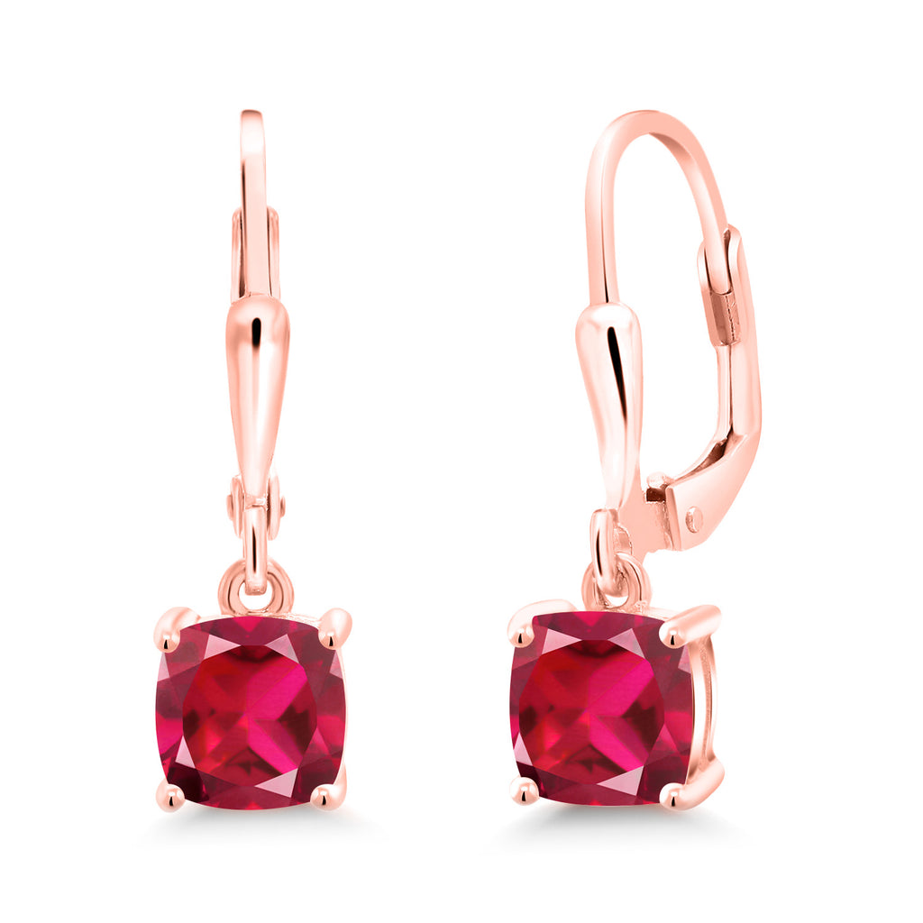 Created Ruby - July_Earrings in 925 Rose Gold Plated Silver