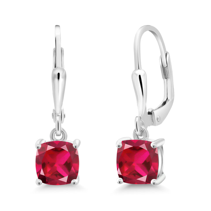Created Ruby - July_Earrings in 925 Sterling Silver
