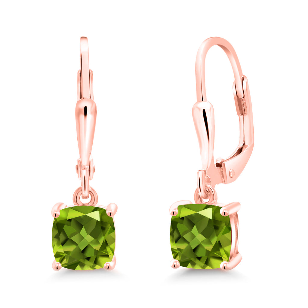 Peridot - August_Earrings in 925 Rose Gold Plated Silver