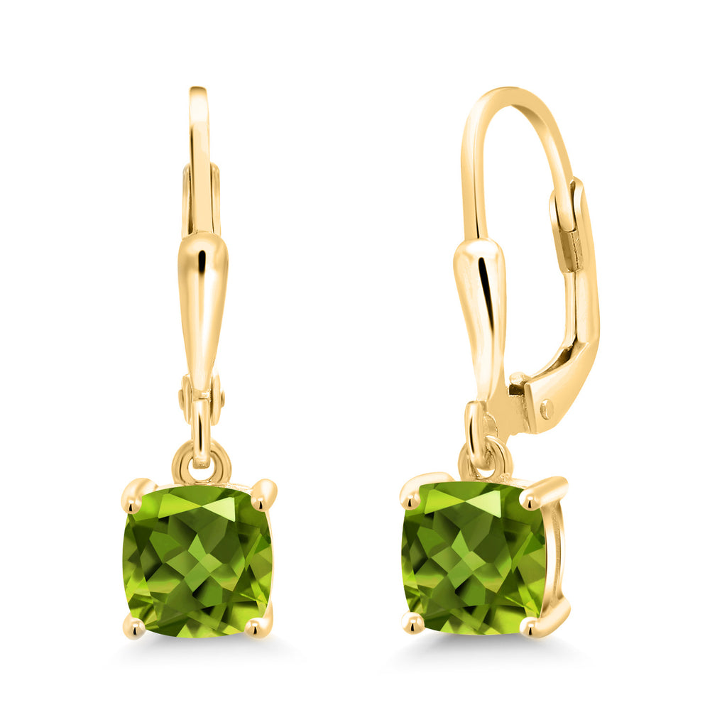 Peridot - August_Earrings in 925 Yellow Gold Plated Silver