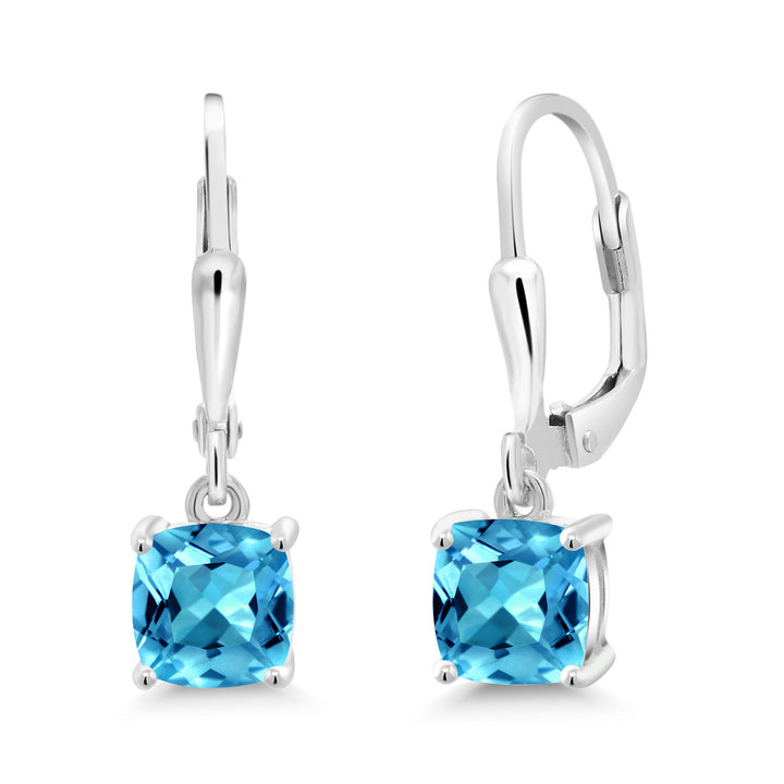 Swiss Blue Topaz - November_Earrings in 925 Sterling Silver
