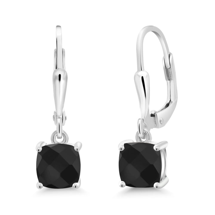 Onyx-Checkerboard - December_Earrings in 925 Sterling Silver