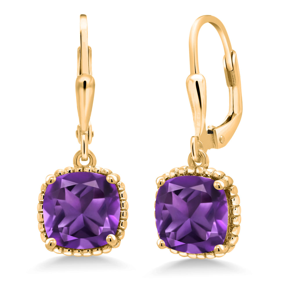 Amethyst - February_Earrings in 925 Yellow Gold Plated Silver