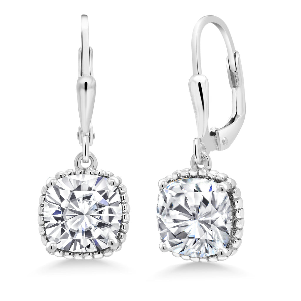 White Moissanite - April_Earrings in 925 Sterling Silver