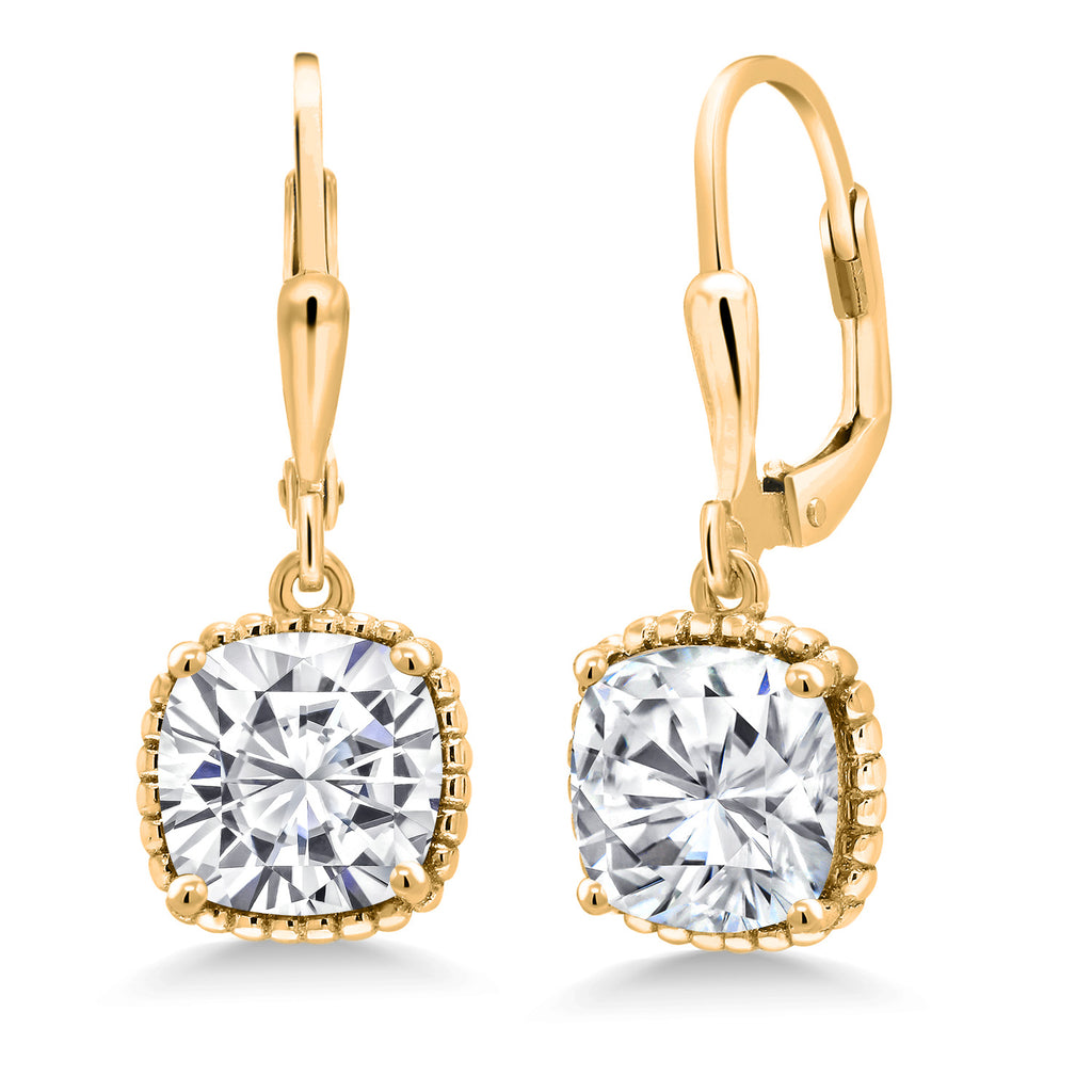 Moissanite - April_Earrings in 925 Yellow Gold Plated Silver