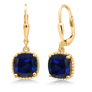 Created Sapphire - September_Earrings in 925 Yellow Gold Plated Silver