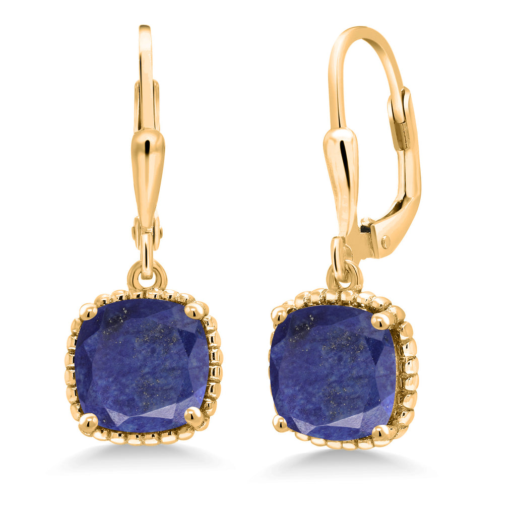 Lapis_Earrings in 925 Yellow Gold Plated Silver