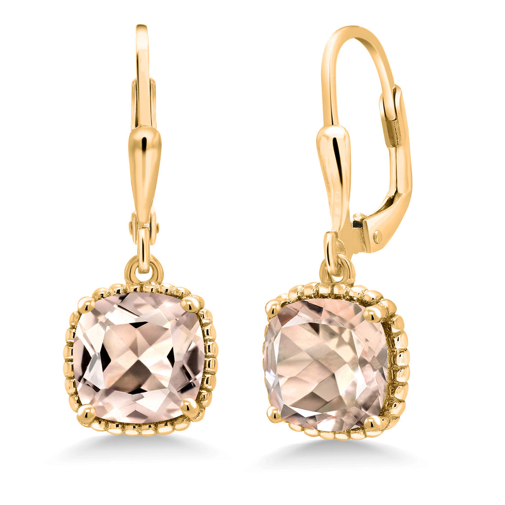 Morganite - October_Earrings in 925 Yellow Gold Plated Silver