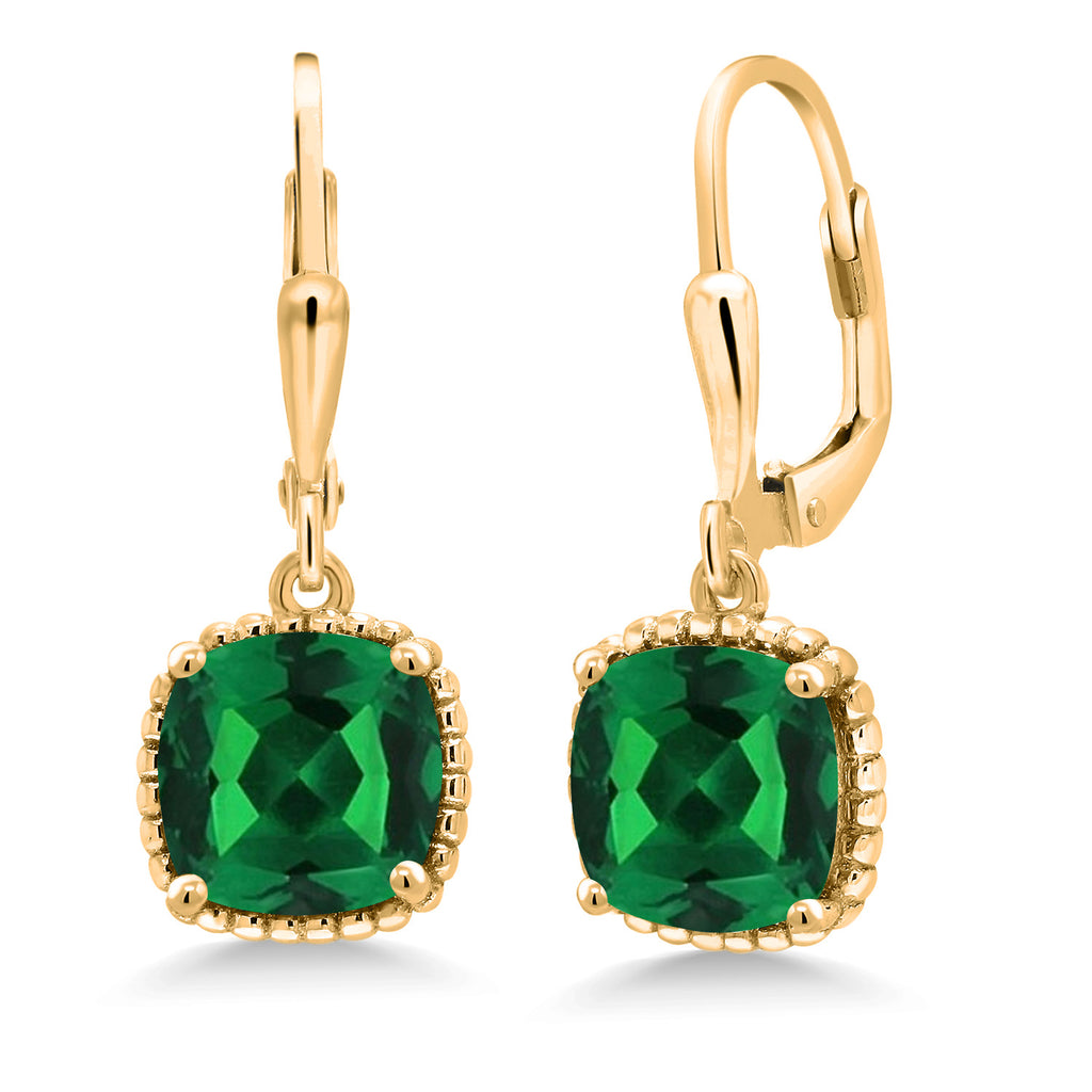 Nano Emerald - May_Earrings in 925 Yellow Gold Plated Silver