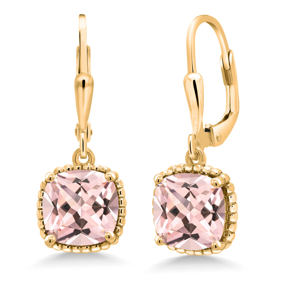 Nano Morganite - October_Earrings in 925 Yellow Gold Plated Silver