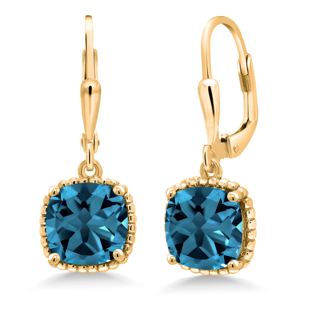 London Blue Topaz - November_Earrings in 925 Yellow Gold Plated Silver