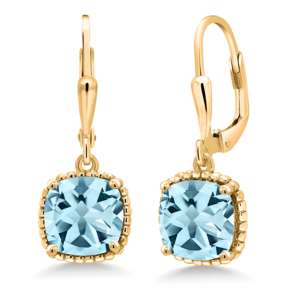 Sky Blue Topaz - November_Earrings in 925 Yellow Gold Plated Silver
