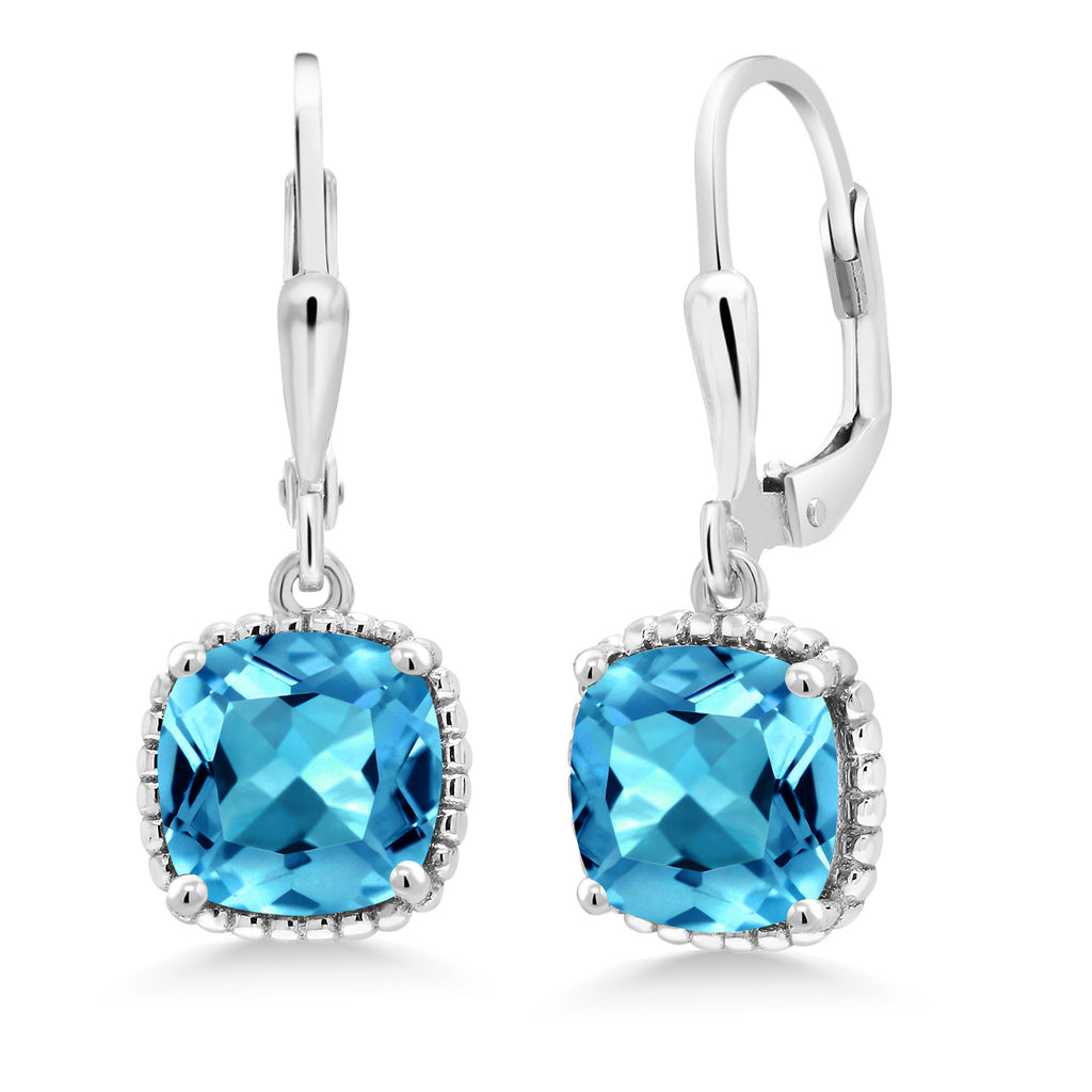 Swiss Blue Topaz - November_Earrings in 925 Sterling Silver