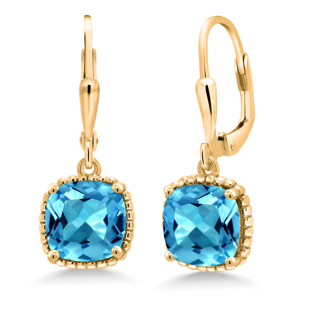 Swiss Blue Topaz - November_Earrings in 925 Yellow Gold Plated Silver