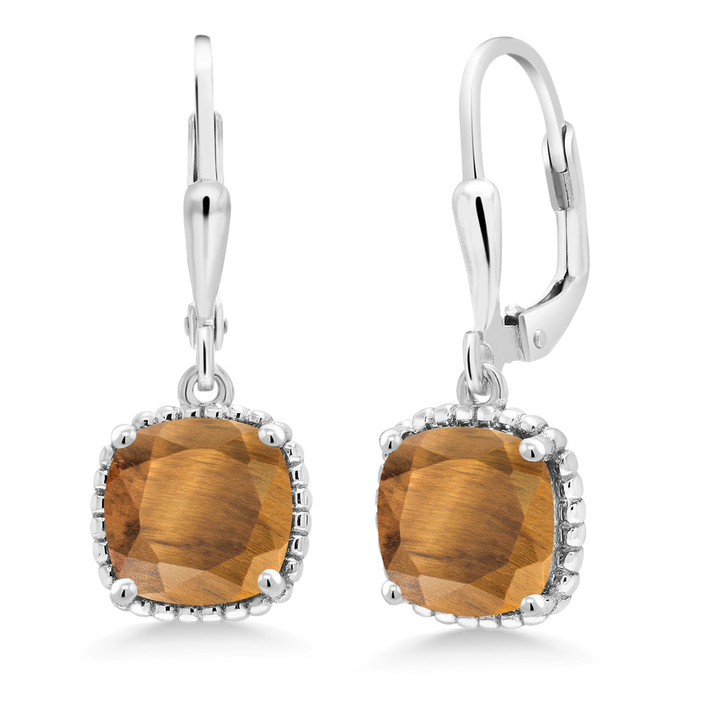 Brown Tiger Eye_Earrings in 925 Sterling Silver