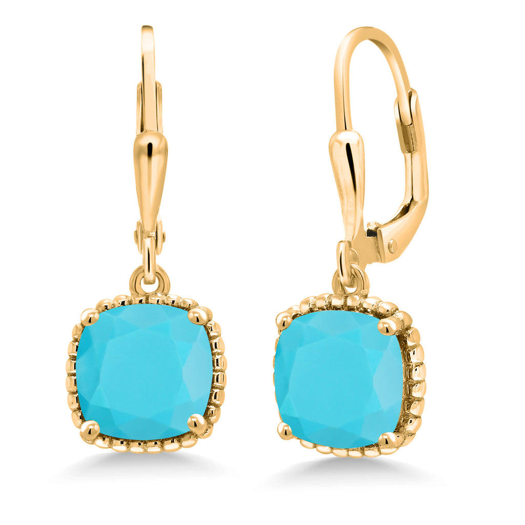Turquoise_Earrings in 925 Yellow Gold Plated Silver