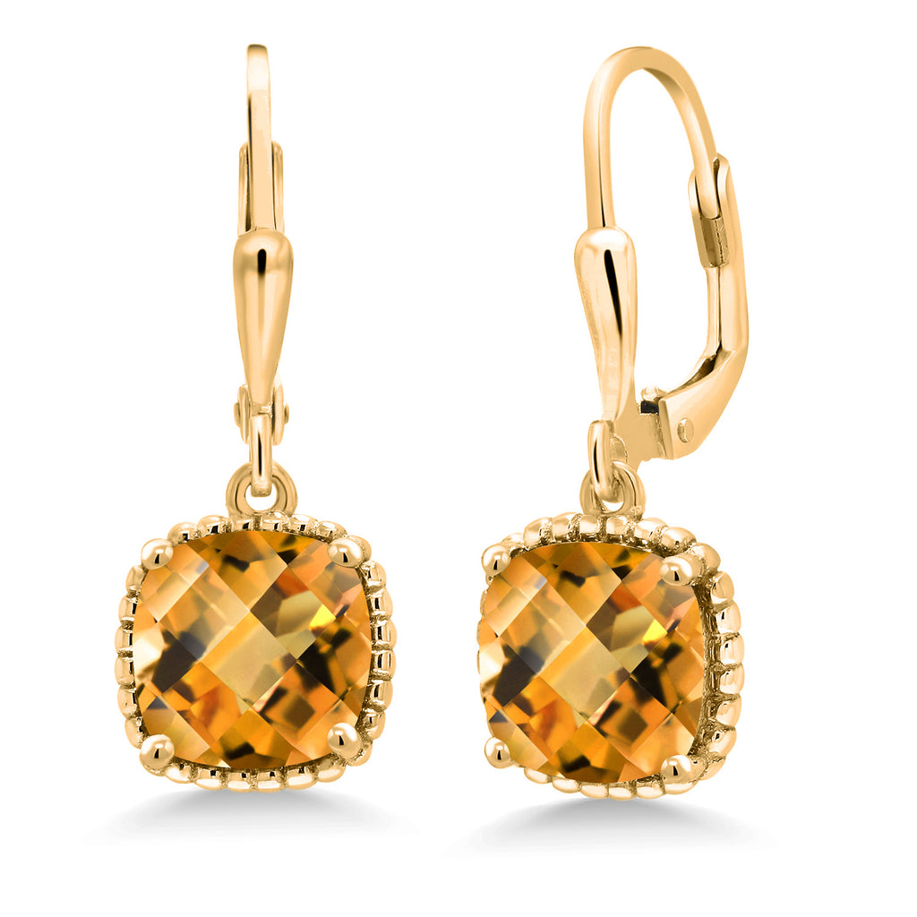 Citrine - November_Earrings in 925 Yellow Gold Plated Silver