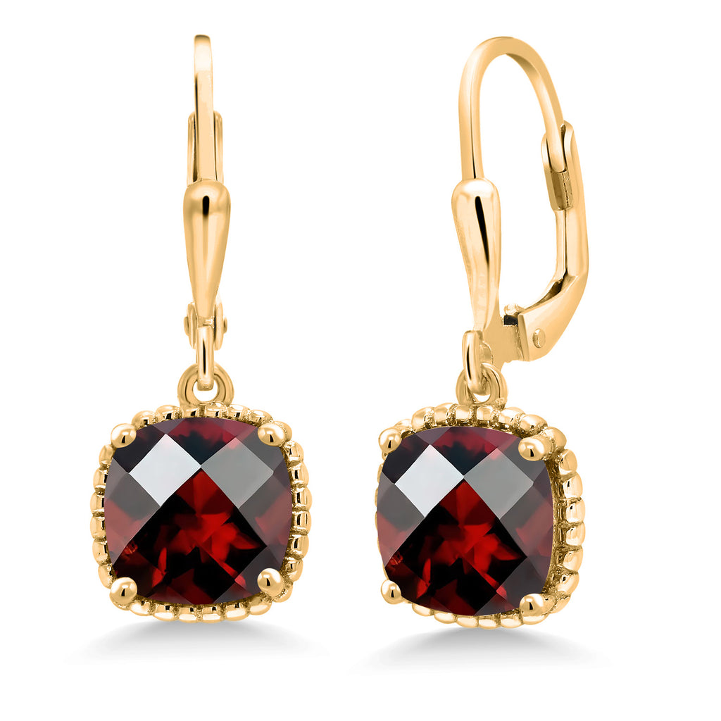 Garnet - January_Earrings in 925 Yellow Gold Plated Silver