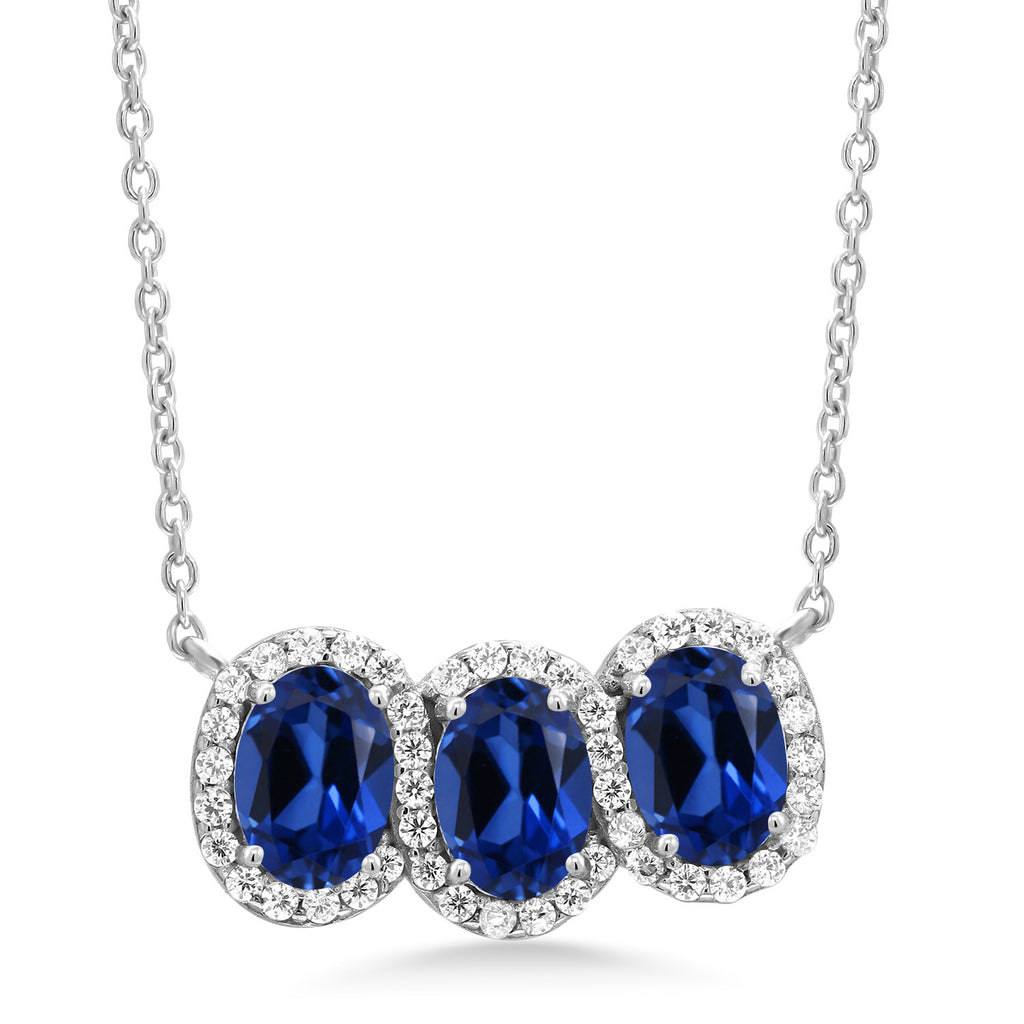 Created Sapphire - September_Necklace in 925 Sterling Silver