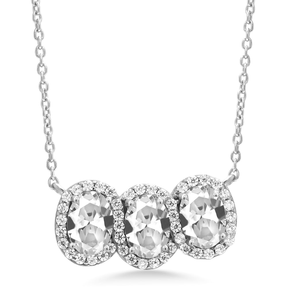 White Created Sapphire_Necklace in 925 Sterling Silver