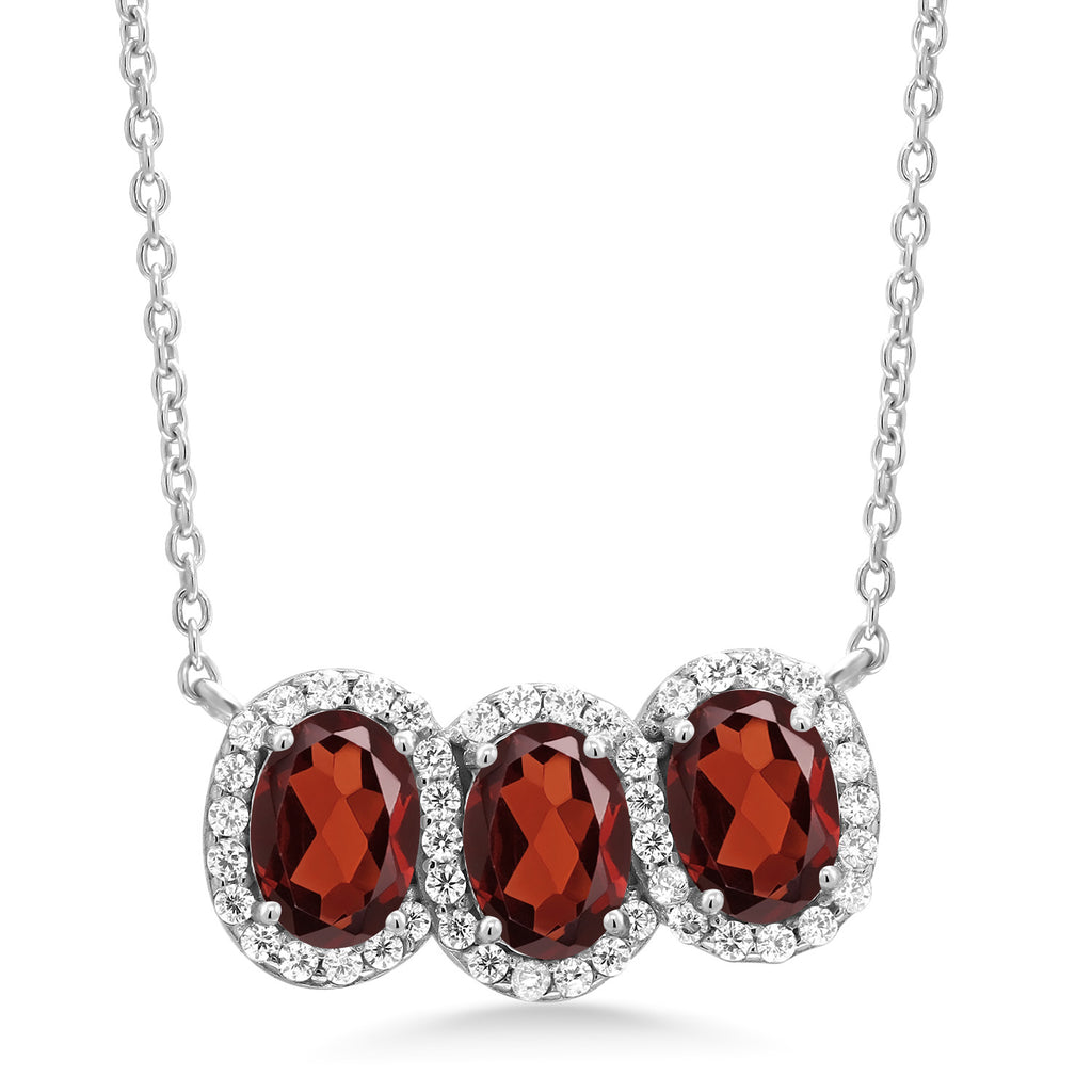 Red Garnet - January_Necklace in 925 Sterling Silver