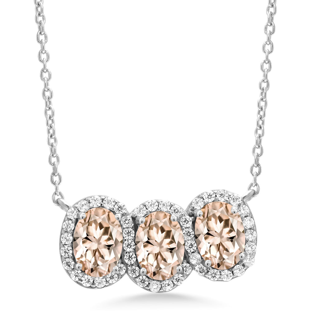 Morganite - October_Necklace in 925 Sterling Silver