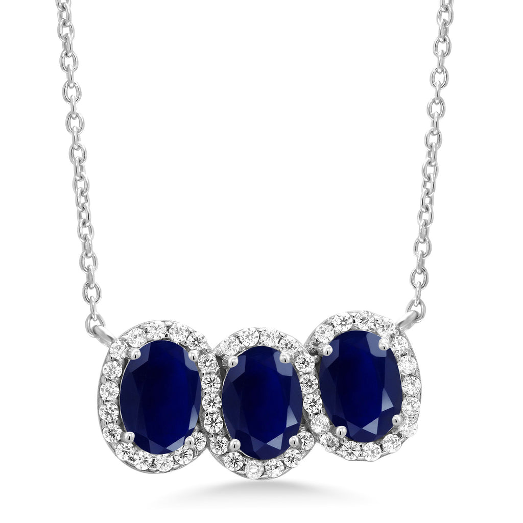 Blue Sapphire - September_Necklace in 925 Sterling Silver