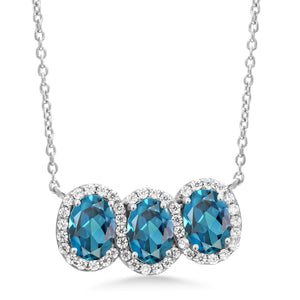 Topaz and Zirconia_Necklace in 925 Sterling Silver