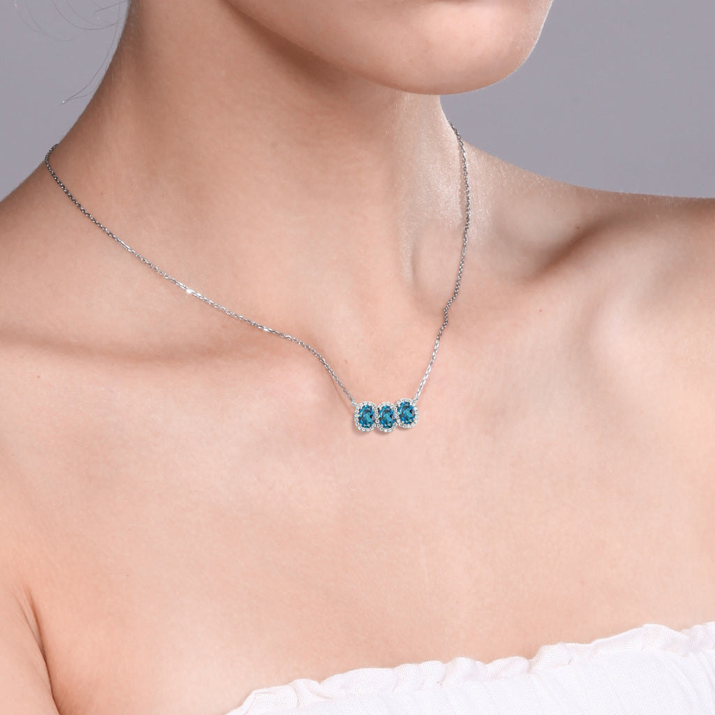 Topaz and Zirconia_Necklace in 925 Sterling Silver