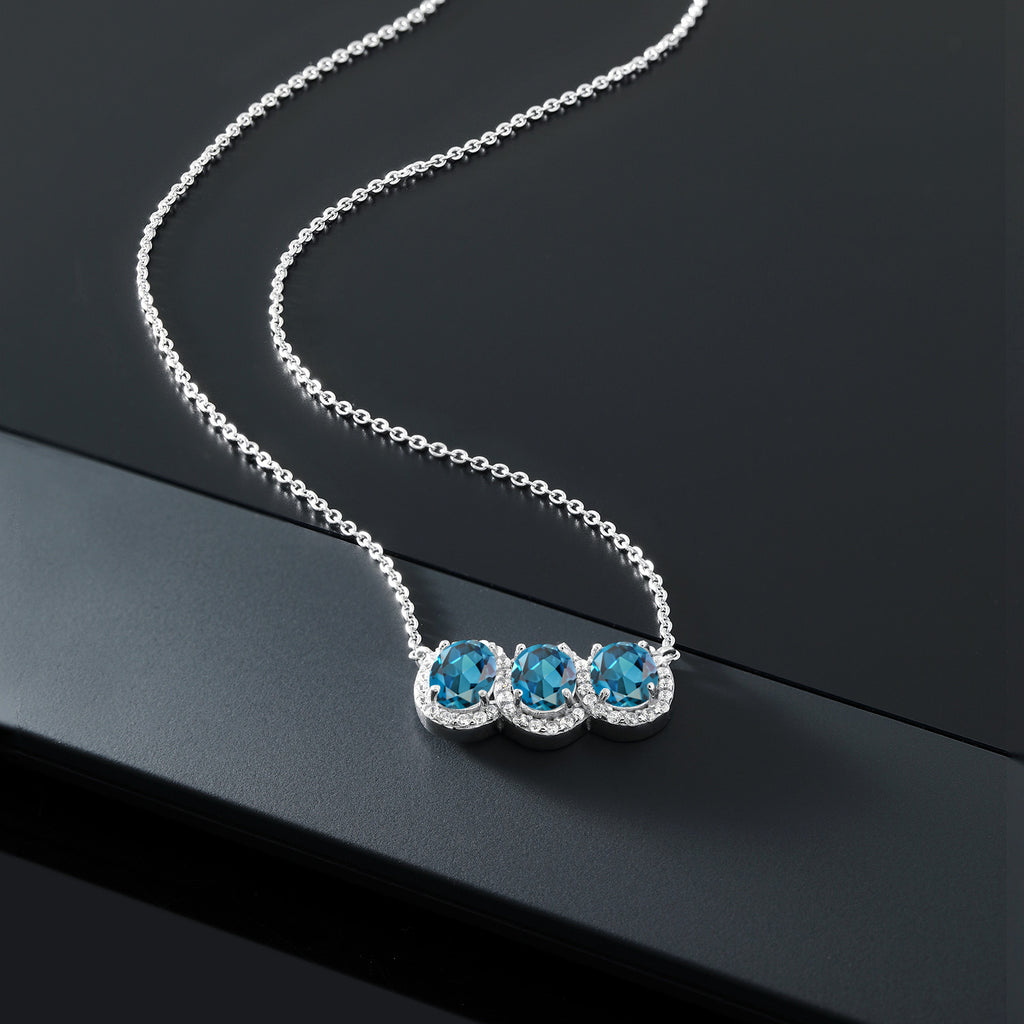 Topaz and Zirconia_Necklace in 925 Sterling Silver