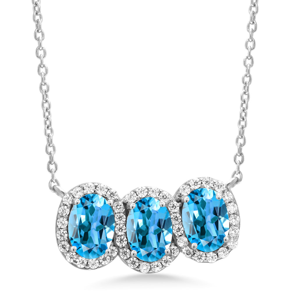 Swiss Blue Topaz_Necklace in 925 Sterling Silver
