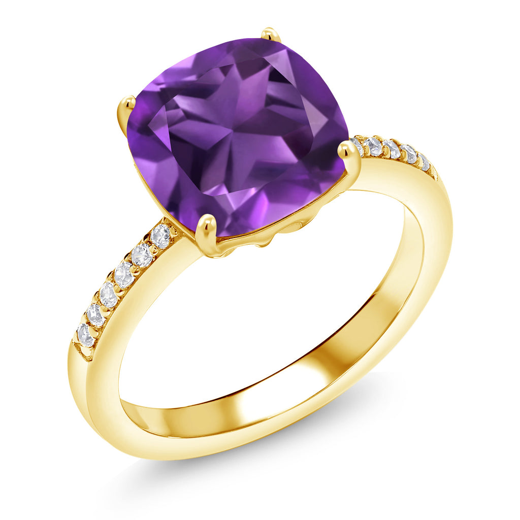 Amethyst - February_5_Ring in 925 Yellow Gold Plated Silver