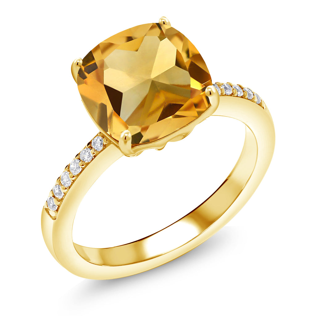 Citrine - November_6_Ring in 925 Yellow Gold Plated Silver