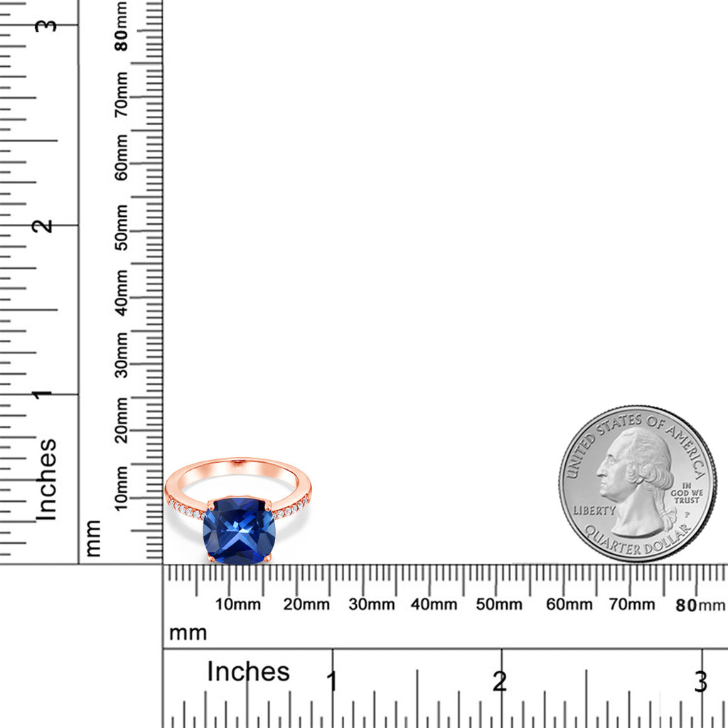 Created Sapphire - September_8_Ring in 925 Rose Gold Plated Silver