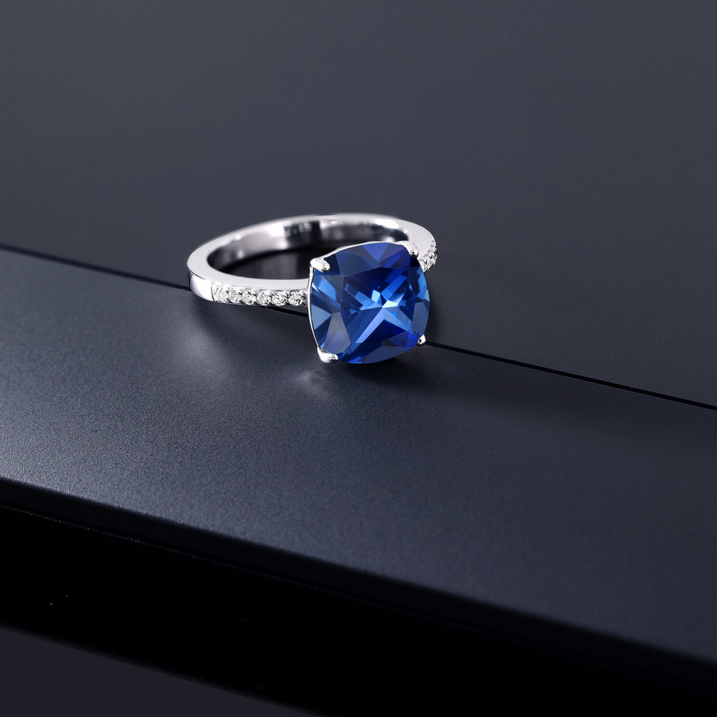 Created Sapphire - September_5_Ring in 925 Sterling Silver