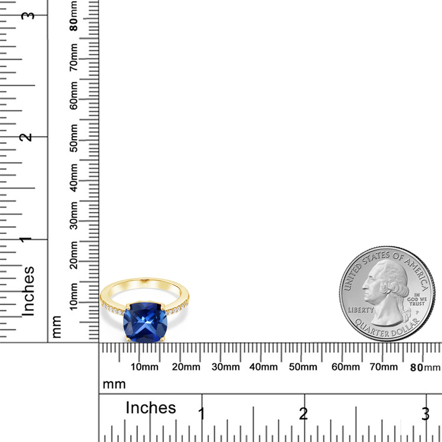 Created Sapphire - September_7_Ring in 925 Yellow Gold Plated Silver