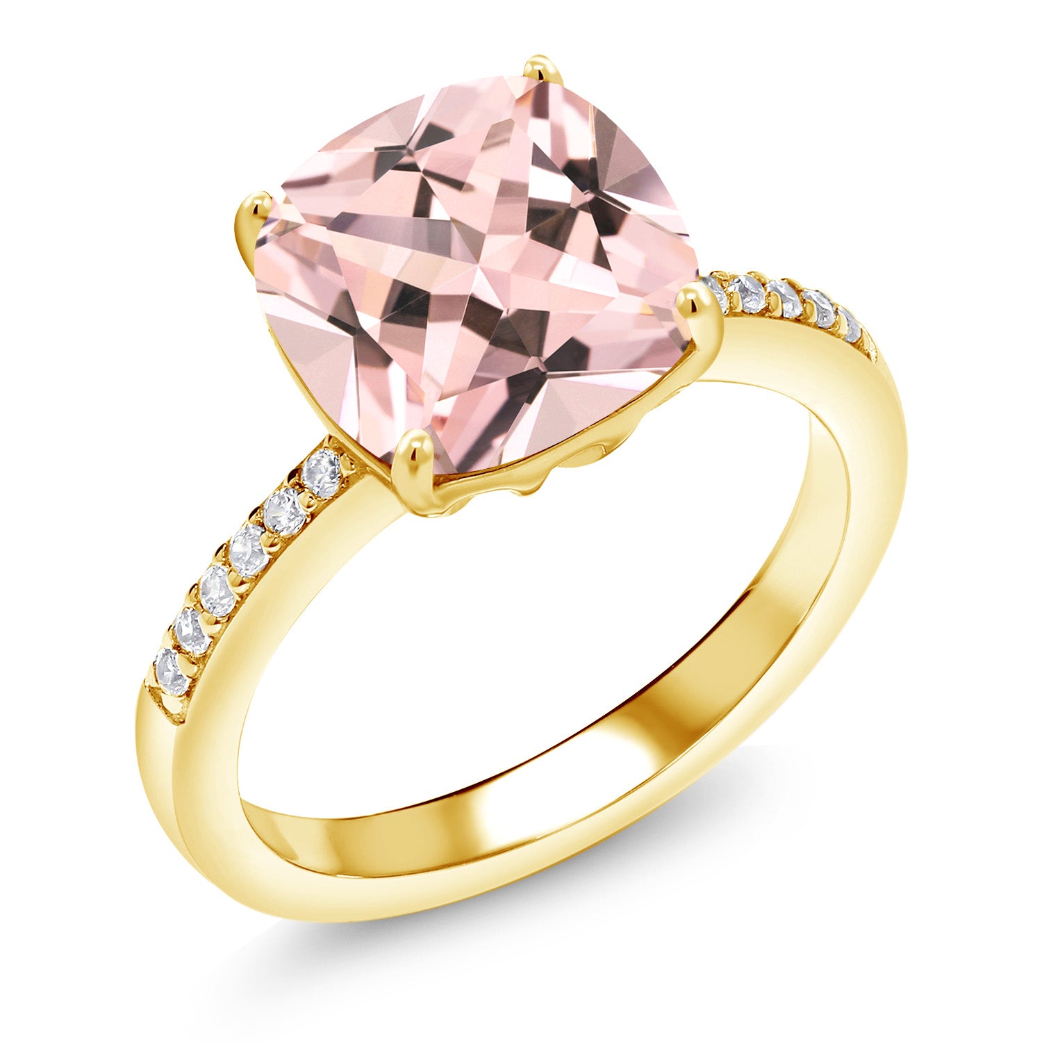 Nano Morganite - October_7_Ring in 925 Yellow Gold Plated Silver