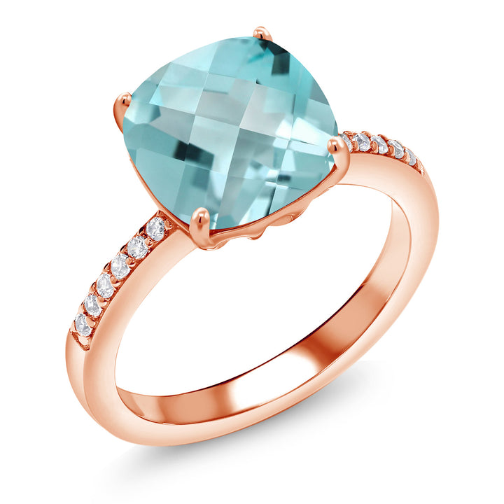 Sky Blue Topaz - November_5_Ring in 925 Rose Gold Plated Silver
