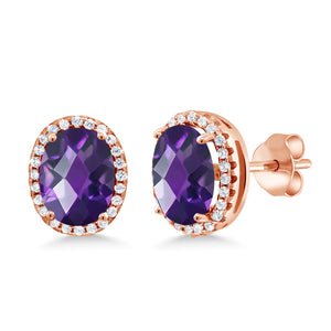 Amethyst_Earrings in 925 Rose Gold Plated Silver