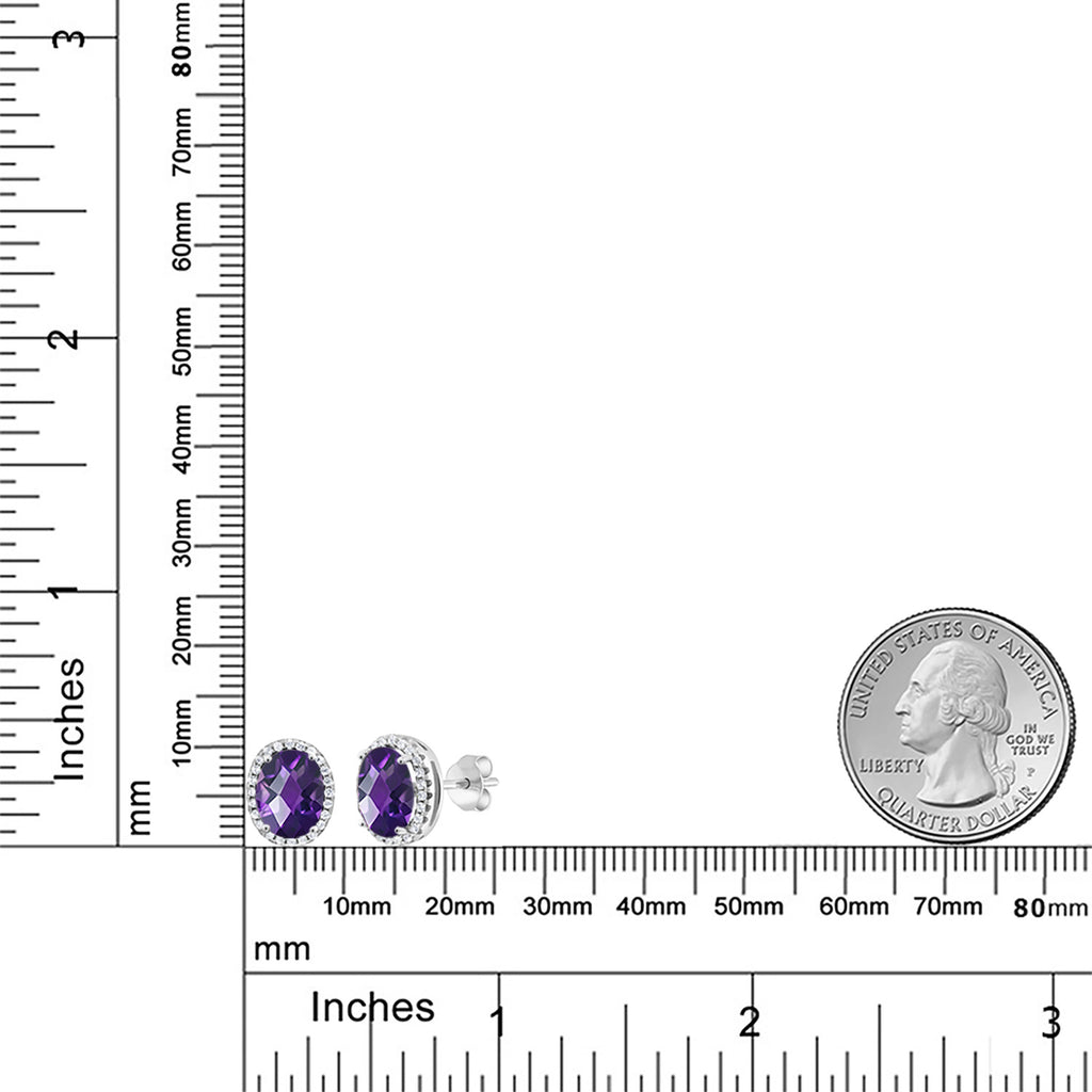 Amethyst-Checkerboard - February_Earrings in 925 Sterling Silver
