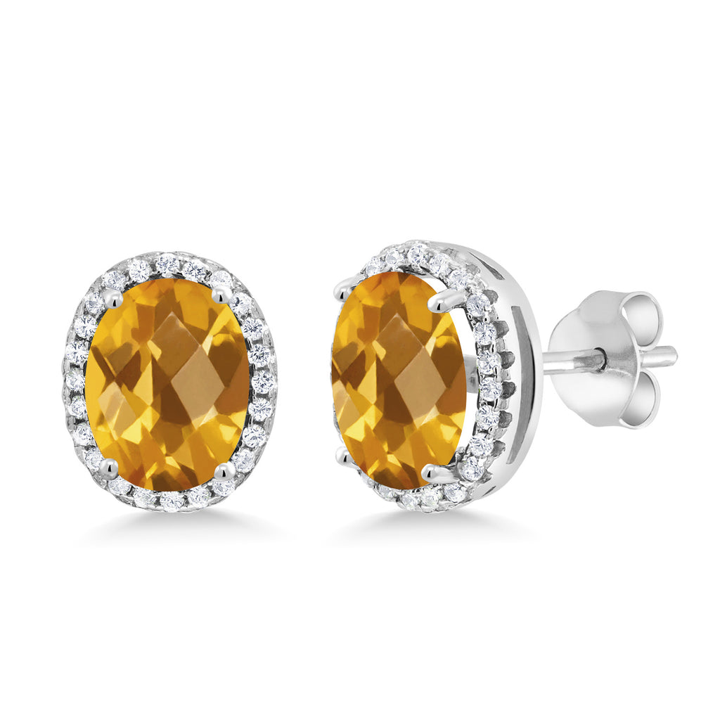 Citrine-Checkerboard - November_Earrings in 925 Sterling Silver