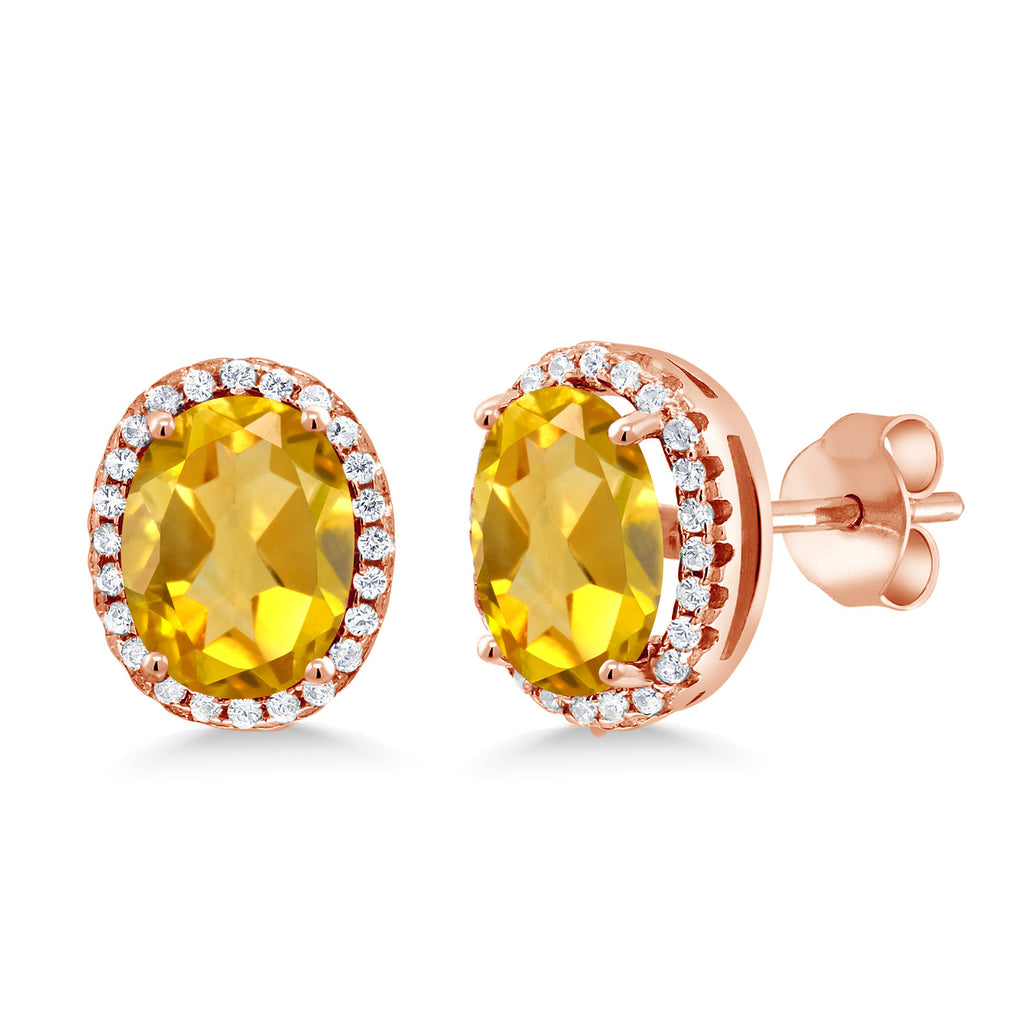 Citrine - November_Earrings in 925 Rose Gold Plated Silver