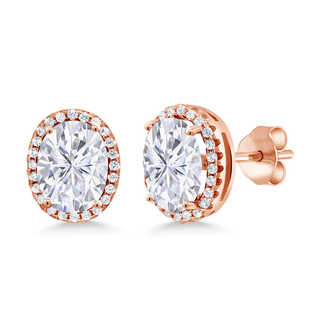 White Moissanite - April_Earrings in 925 Rose Gold Plated Silver