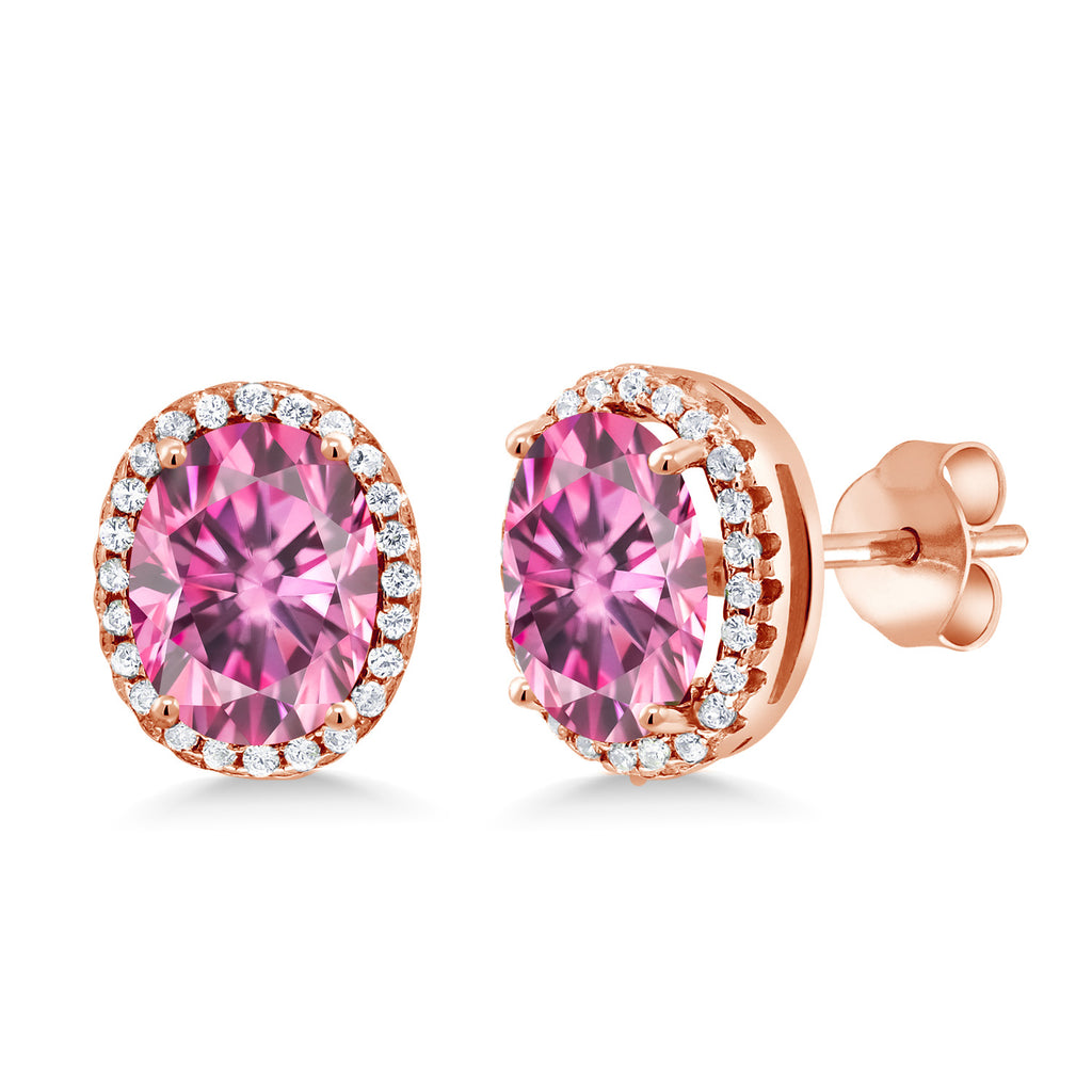 Pink Moissanite - April_Earrings in 925 Rose Gold Plated Silver