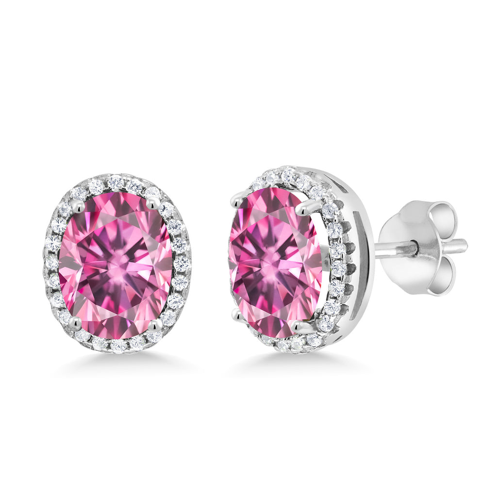 Pink Moissanite - April_Earrings in 925 Sterling Silver