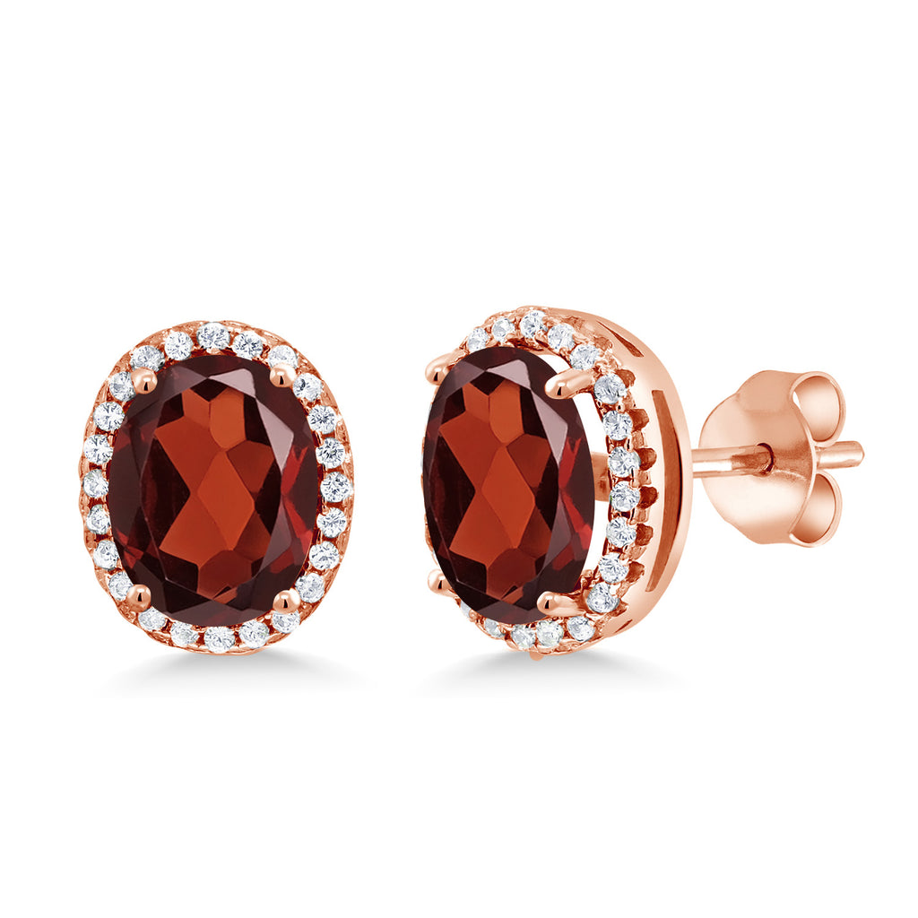 Garnet - January_Earrings in 925 Rose Gold Plated Silver